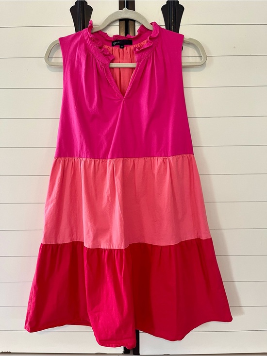 Gibson Dresses & Skirts - Gibson x Hi Sugarplum Flamingo Colorblock Pink & Coral Tiered Ruffle Mini Dress